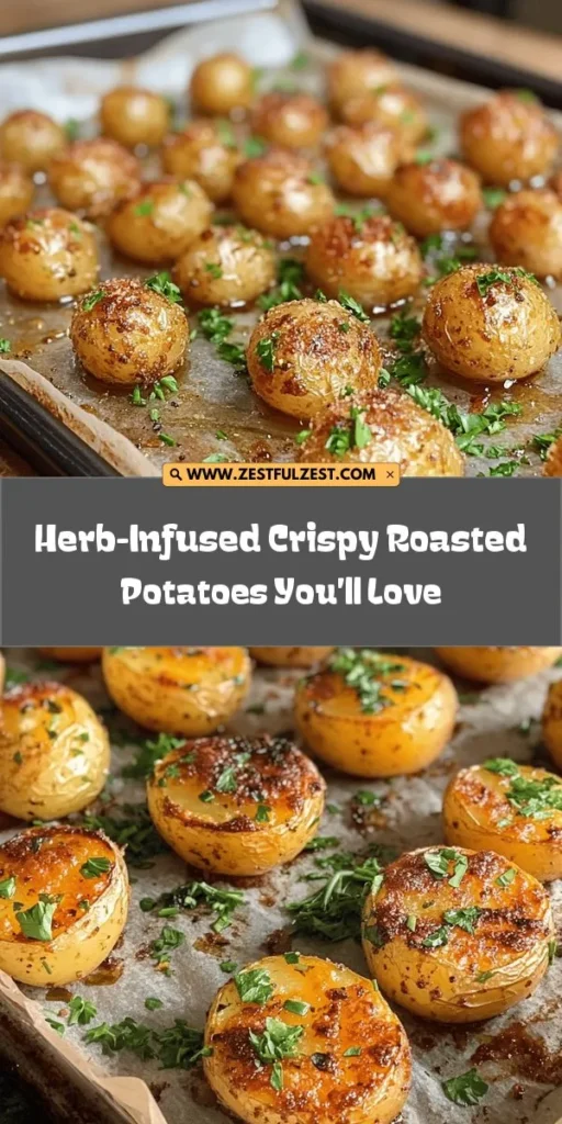 Elevate your mealtime with this Crispy Herb-Infused Roasted Potatoes recipe! Using tender baby potatoes combined with fresh herbs, spices, and a drizzle of high-quality olive oil creates a flavor explosion that's crunchy on the outside and fluffy on the inside. Perfect for any occasion, these potatoes pair well with roasts or salads and are easy to make. Impress your guests with this delicious side dish! #RoastedPotatoes #CrispyPotatoes #HerbInfused #ComfortFood #EasyRecipes #PotatoLovers