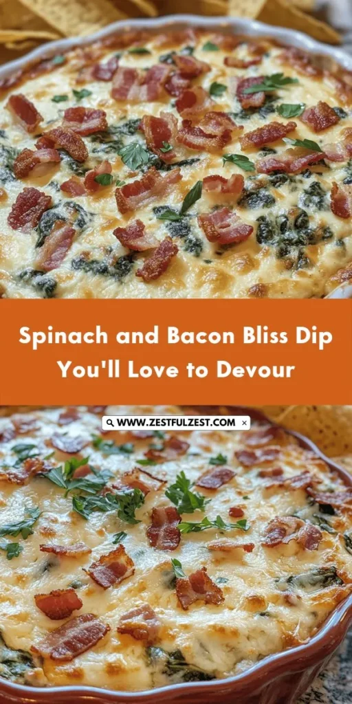 Dive into the deliciousness of Spinach & Bacon Bliss Dip! This creamy, savory appetizer is made with cream cheese, crispy bacon, and fresh spinach, making it perfect for any gathering or as a delightful snack at home. With easy-to-follow instructions and tips on ingredients, you'll impress your guests with this crowd-pleaser. Get ready to elevate your appetizer game! #SpinachDip #BaconDip #Appetizers #PartyFood #DipRecipes #DeliciousSnacks