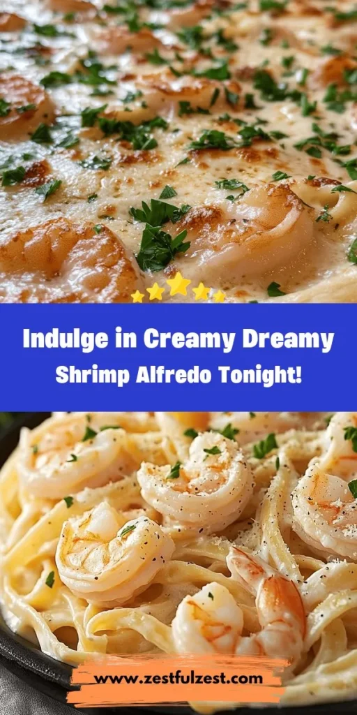Indulge in the ultimate comfort food with Creamy Dreamy Shrimp Alfredo! This luxurious pasta dish pairs perfectly cooked fettuccine with succulent shrimp and a rich, velvety sauce. Ideal for family dinners or special occasions, this recipe is easy to follow and guarantees satisfaction with every bite. Elevate your dining experience with this simple yet elegant dish that balances flavors and textures perfectly. Dive in! #ShrimpAlfredo #PastaLover #Foodie #ComfortFood #ItalianCuisine #CookingAtHome