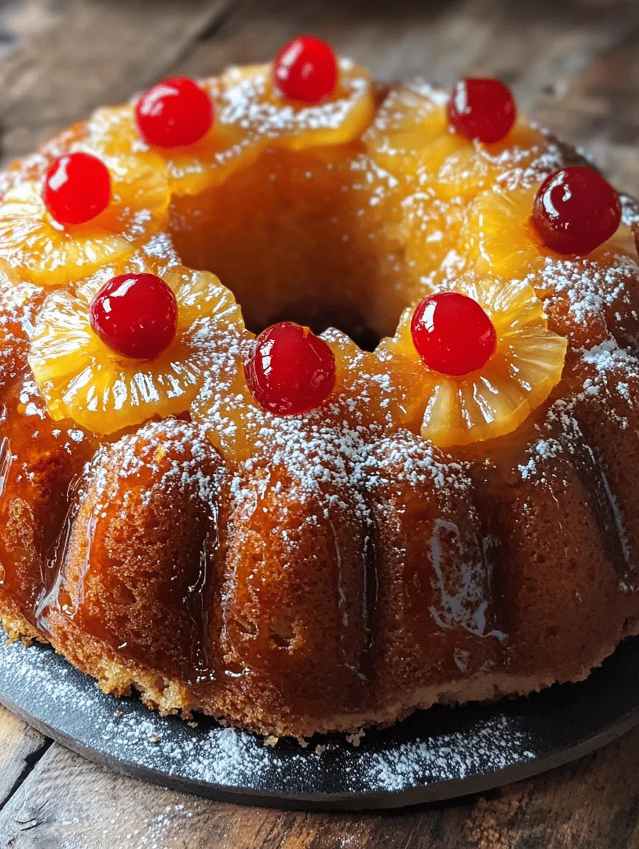 Imagine the warm sun kissing your skin, the sound of waves gently lapping against the shore, and the sweet scent of tropical fruits wafting through the air. This is the essence captured in the Tropical Bliss Pineapple Upside Down Bundt Cake, a dessert that masterfully combines the vibrant flavors of pineapples and cherries with the moist, rich texture of banana cake. Not only does this cake serve as a feast for the taste buds, but it also dazzles the eyes with its stunning presentation, making it a perfect centerpiece for any gathering.