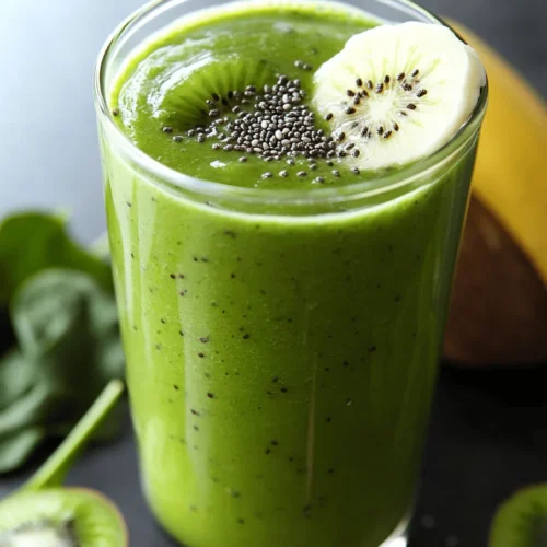 The Kiwi Dream Smoothie is a delightful concoction that combines the tangy sweetness of kiwi with the creaminess of Greek yogurt and the refreshing hydration of coconut water. This smoothie is not only easy to prepare but also a powerhouse of vitamins and minerals, making it an ideal choice for breakfast, a post-workout snack, or a revitalizing afternoon treat. With its vibrant green color and luscious texture, the Kiwi Dream Smoothie is sure to brighten your day and energize your body.