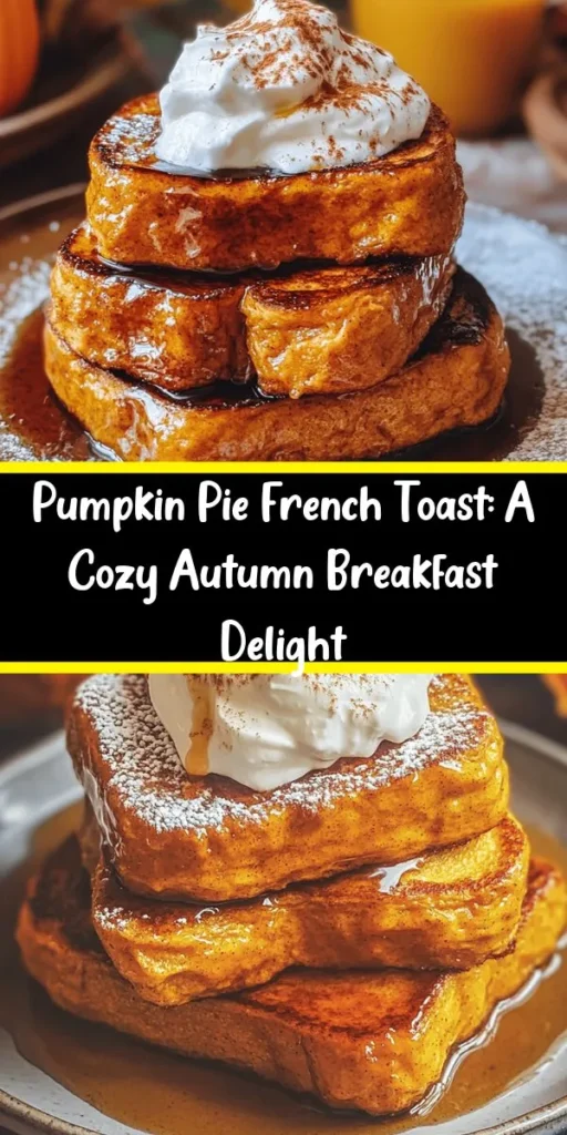 Indulge in the flavors of fall with this delicious Pumpkin Pie French Toast topped with homemade pumpkin syrup! This seasonal breakfast transforms classic French toast into a comforting treat, perfect for cozy mornings. Using rich pumpkin puree and warm spices, each bite brings the essence of pumpkin pie right to your table. Elevate your brunch with this delightful recipe that's perfect for entertaining! #PumpkinPieFrenchToast #FallRecipes #BreakfastDelight #PumpkinSpice #HomemadeSyrup #CozyBrunch