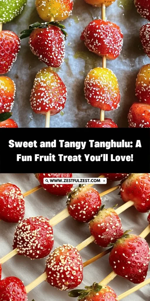 Discover the sweet and tangy world of Tanghulu, traditional Chinese sugar-coated fruit skewers that are a feast for both the eyes and the palate. Originating from Beijing, these delicious treats combine fresh fruit with a crunchy sugar shell, creating a perfect balance of flavors. Perfect for any occasion, learn how to make your own Tanghulu at home with simple steps and customizable options. Dive into this delightful treat! #Tanghulu #FruitSkewers #SweetTreats #HomemadeDesserts #FoodieFun #CulinaryAdventure