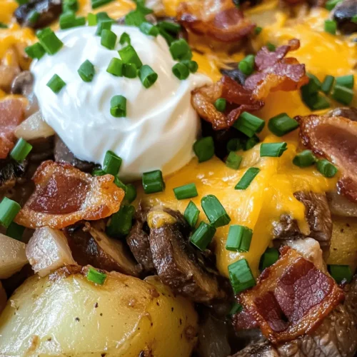 Welcome to a culinary journey that promises to warm your heart and satisfy your cravings! If you’re on the lookout for comforting and fulfilling meals, you’ve come to the right place. Today, we’re diving into the world of slow-cooked delights with our Crockpot Loaded Steak and Potato Bake. This recipe is not just a meal; it’s a symphony of flavors that combines tender steak, fluffy potatoes, and a medley of savory toppings, all cooked to perfection in a crockpot.