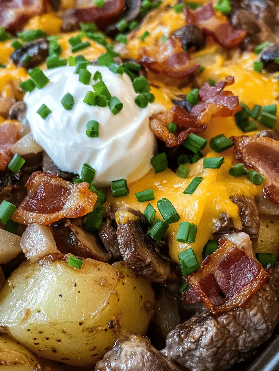 Welcome to a culinary journey that promises to warm your heart and satisfy your cravings! If you’re on the lookout for comforting and fulfilling meals, you’ve come to the right place. Today, we’re diving into the world of slow-cooked delights with our Crockpot Loaded Steak and Potato Bake. This recipe is not just a meal; it’s a symphony of flavors that combines tender steak, fluffy potatoes, and a medley of savory toppings, all cooked to perfection in a crockpot.