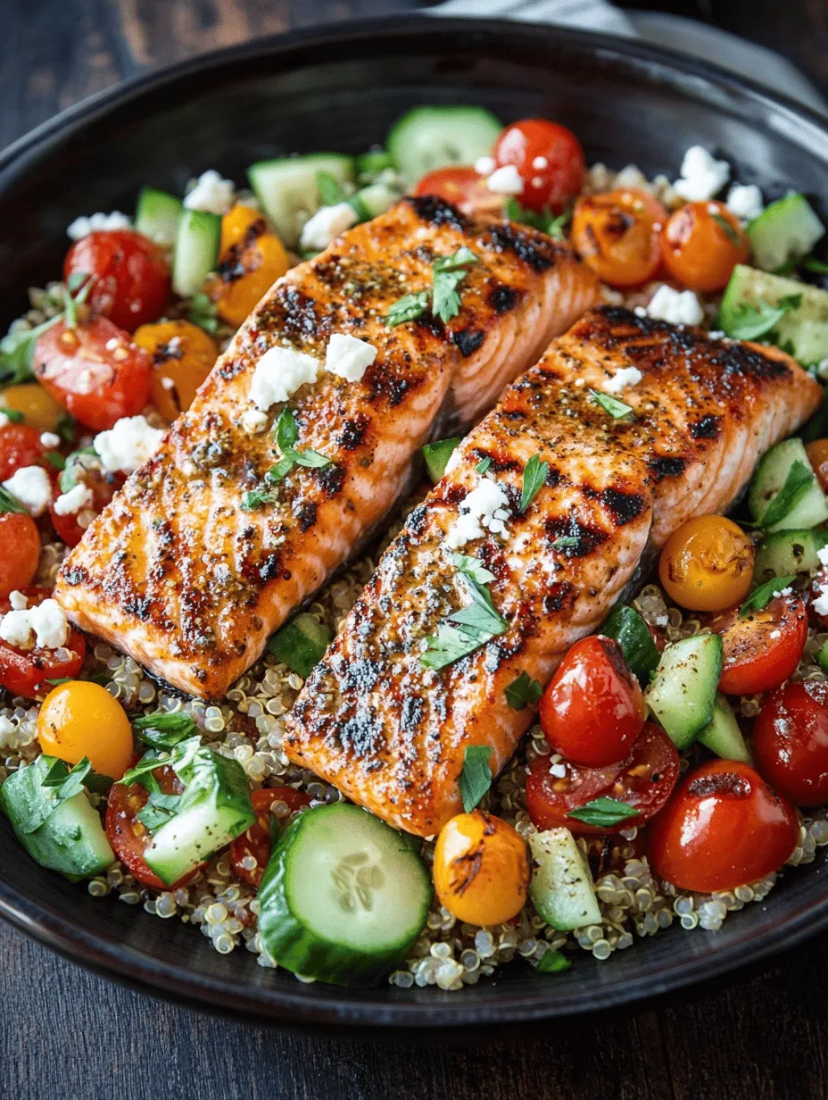 In the world of culinary delights, few dishes can match the allure of Sizzling Grilled Salmon paired with a vibrant Quinoa Salad. This dish not only tantalizes your taste buds with its rich flavors and textures but also offers a nutritional powerhouse that fuels your body and satisfies your cravings. Imagine succulent salmon, perfectly grilled to achieve a crisp exterior while maintaining its tender and flaky interior, complemented by a refreshing quinoa salad brimming with fresh vegetables. This combination not only makes for an eye-catching meal but also embodies the essence of healthy eating.