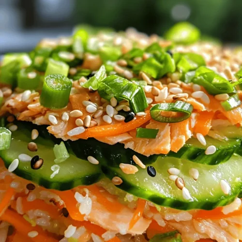 The Crispy Rice Salmon Cucumber Salad with Creamy Asian Dressing is a delightful dish that beautifully combines fresh ingredients and vibrant flavors, making it a standout choice for a light lunch or dinner. This salad is not only visually appealing with its colorful components, but it also offers a satisfying crunch thanks to the crispy rice. It is a perfect example of how a salad can be both refreshing and filling, appealing to a wide range of tastes and preferences.