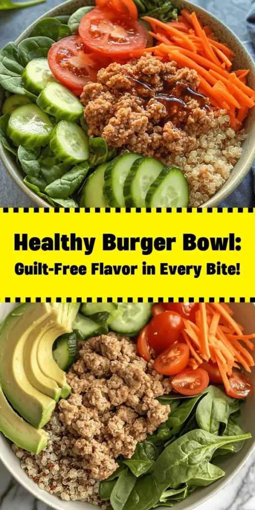 Discover the delicious and nutritious Healthy Burger in a Bowl recipe! This vibrant meal combines lean proteins, whole grains like quinoa, and fresh veggies to deliver all the flavors of a classic burger in a lighter, guilt-free format. Packed with essential nutrients, it's perfect for anyone looking to maintain a balanced diet without sacrificing taste. Try customizing it with your favorite toppings for a healthy twist on a beloved dish! #HealthyEating #BurgerInABowl #MealPrep #HealthyRecipes #CleanEating