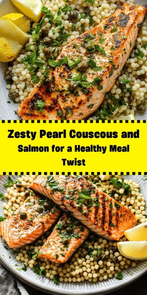 Discover the delightful Zesty Herbed Pearl Couscous and Salmon Delight, a perfect blend of health and flavor! This easy-to-make dish features nutty pearl couscous paired with rich, savory salmon, making it ideal for any occasion. Packed with protein and essential nutrients, it’s a feast for both your taste buds and your body. Impress your family and friends with this vibrant and nutritious meal! #PearlCouscous #SalmonRecipe #HealthyEating #HomeCooking #Foodie #DeliciousDishes