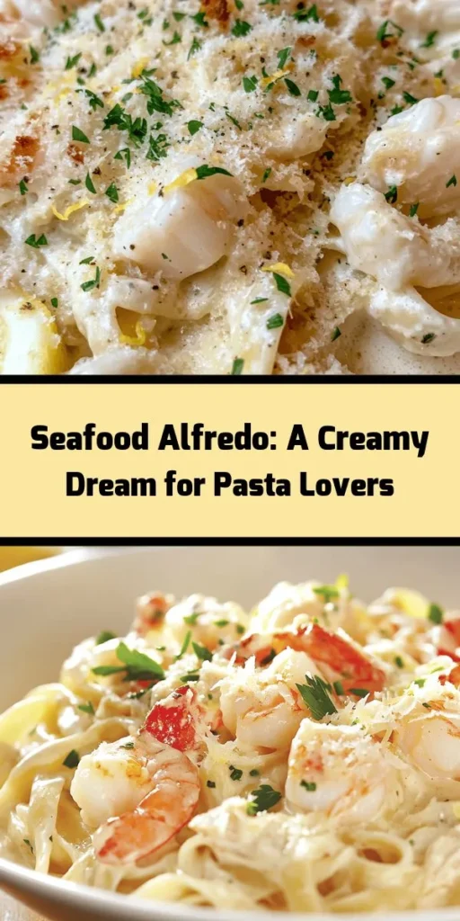 Indulge in the luxurious flavors of Seafood Lovers’ Dream Alfredo, a creamy pasta dish that combines tender fettuccine with shrimp, scallops, and crab meat. This easy-to-make recipe elevates any meal, perfect for special occasions or cozy dinners at home. With a rich Alfredo sauce and a touch of lemon zest, each bite is a delightful journey of taste. Treat yourself to this gourmet experience today! #SeafoodLovers #PastaDish #Alfredo #GourmetCooking #ComfortFood
