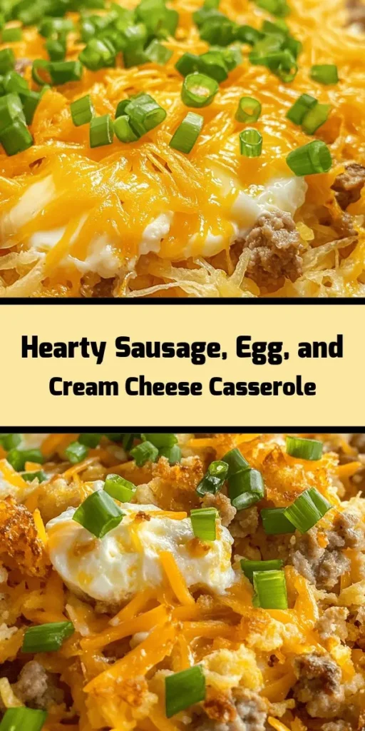 Start your day right with this comforting Sausage, Egg, and Cream Cheese Hashbrown Casserole! Perfect for breakfast gatherings or meal prepping, this delicious dish combines the creamy richness of cream cheese, hearty sausage, and crispy hashbrowns. Customize it to your taste with different meats or veggies, making it a versatile crowd-pleaser. Easy to prepare and oh-so-satisfying, you'll want this recipe in your breakfast repertoire. #SausageEggCasserole #BreakfastRecipes #ComfortFood #MealPrep #BrunchIdeas #CasseroleLove #Foodie