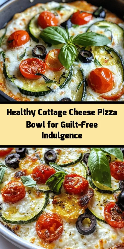 Discover the deliciousness of the Cottage Cheese Pizza Bowl, a healthy twist on your favorite comfort food! Packed with protein-rich cottage cheese, fresh vegetables, and gooey mozzarella, this dish offers a guilt-free way to enjoy pizza flavors. Perfect for busy lifestyles, it caters to various dietary needs, including vegetarian and gluten-free options. Simple to make and bursting with taste, this meal will satisfy your cravings while keeping you on track with your health goals. #HealthyEating #CottageCheese #PizzaBowl #CleanEating #MealPrep #HealthyRecipes #ComfortFood