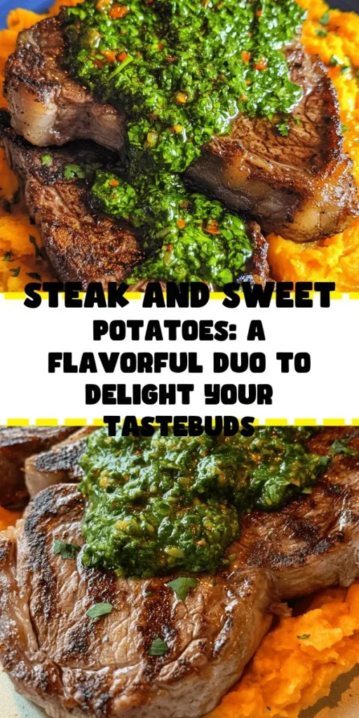 Discover the delightful combination of Sizzling Steak with Zesty Green Sauce and Velvet Sweet Potatoes in this mouthwatering recipe! Perfect for dinner parties or cozy evenings at home, this dish features tender ribeye steak drizzled with a vibrant herb sauce, accompanied by creamy sweet potato mash. Elevate your family meals with this flavorful and healthy choice that’s sure to impress. Get the step-by-step guide now! #SteakDinner #ComfortFood #HealthyEating #SweetPotatoes #CookingAtHome