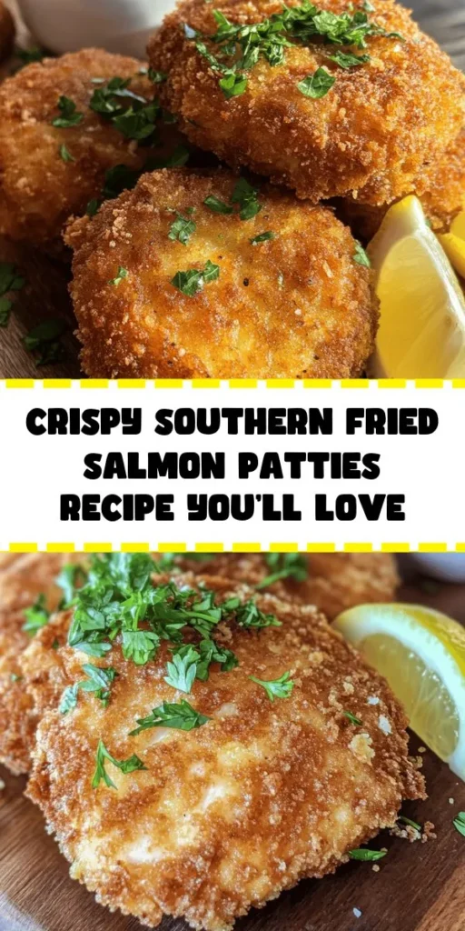 Discover the ultimate comfort food with Southern Fried Salmon Patties! This delicious recipe combines canned pink salmon with a mix of breadcrumbs and spices for a crispy exterior and tender interior, perfect for weeknight dinners or special gatherings. Easy to make and packed with omega-3s, these patties are a healthy twist on Southern classics. Serve them with creamy coleslaw or zesty tartar sauce for a meal that delights. #SouthernRecipes #SalmonPatties #ComfortFood #HealthyEating #HomeCooking #CulinaryTraditions