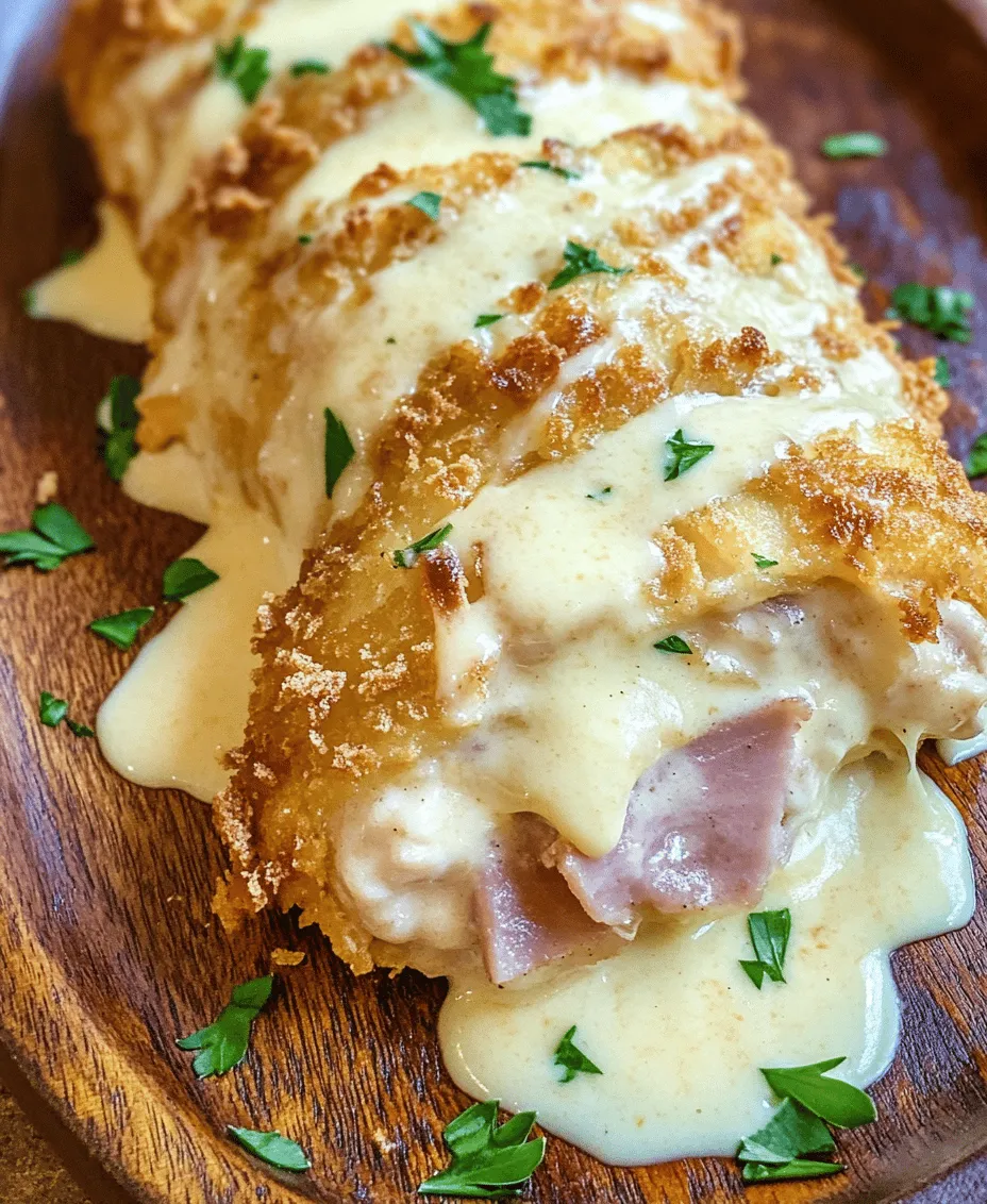 Welcome to the delectable world of Chicken Cordon Bleu, a classic dish that beautifully showcases the art of combining flavors and textures. This culinary masterpiece features tender chicken breasts wrapped around savory ham and rich Swiss cheese, all enveloped in a perfectly crispy golden crust. To elevate this dish even further, we will prepare a creamy Swiss cheese sauce that adds a luxurious touch and enhances the overall dining experience. Whether you're planning a cozy weeknight dinner or hosting an elegant dinner party, this Chicken Cordon Bleu recipe is guaranteed to impress your family and guests alike with its rich flavors and satisfying textures.