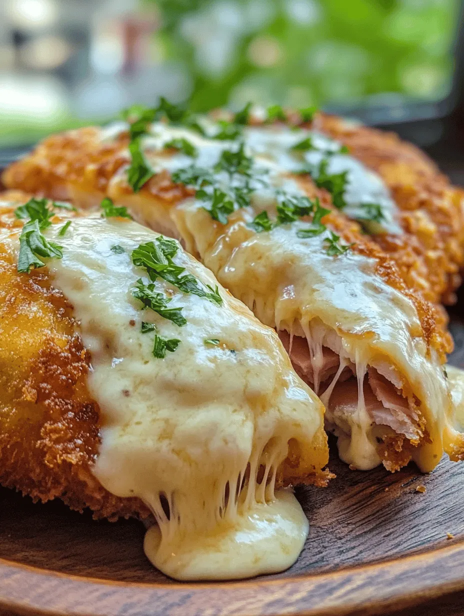 Welcome to the delectable world of Chicken Cordon Bleu, a classic dish that beautifully showcases the art of combining flavors and textures. This culinary masterpiece features tender chicken breasts wrapped around savory ham and rich Swiss cheese, all enveloped in a perfectly crispy golden crust. To elevate this dish even further, we will prepare a creamy Swiss cheese sauce that adds a luxurious touch and enhances the overall dining experience. Whether you're planning a cozy weeknight dinner or hosting an elegant dinner party, this Chicken Cordon Bleu recipe is guaranteed to impress your family and guests alike with its rich flavors and satisfying textures.