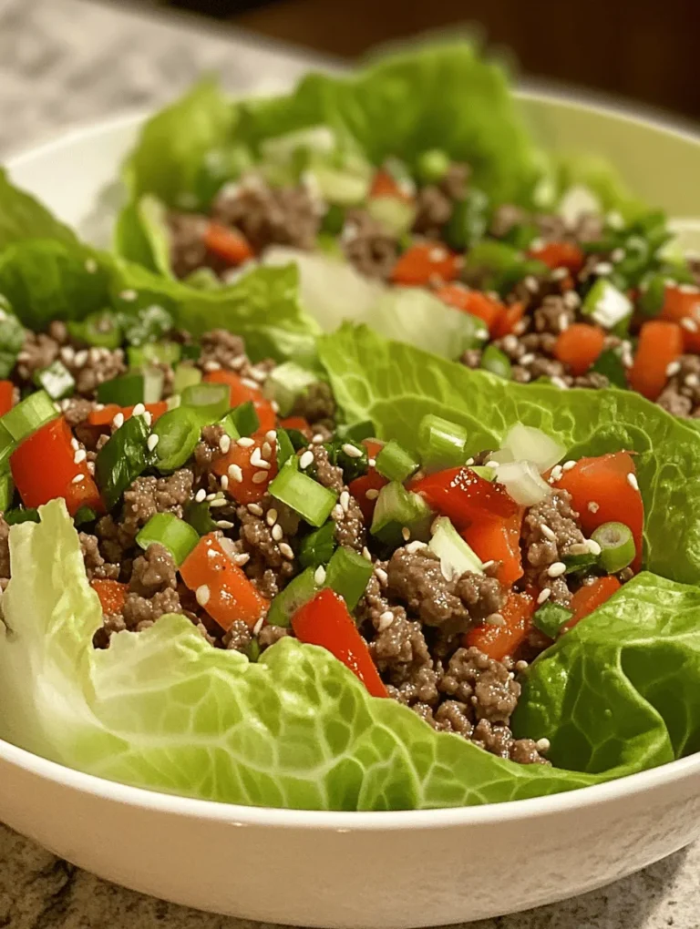 In recent years, Asian-style ground beef lettuce wraps have gained immense popularity among food enthusiasts and home cooks alike. This dish combines the rich flavors of seasoned ground beef with crisp, fresh vegetables, making it not only a delightful choice but also a healthy option for any meal. The appeal of these wraps lies not just in their taste but also in their fun and interactive dining experience; they allow diners to assemble their own meals, creating a communal atmosphere perfect for family gatherings or casual get-togethers with friends.