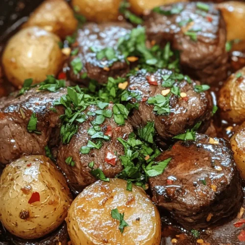Welcome to your new favorite dinner recipe: Garlic Butter Steak and Potatoes Skillet. This dish is not just a meal; it’s a complete culinary experience that combines tender steak with perfectly cooked potatoes all bathed in a rich garlic butter sauce. What makes this recipe truly special is its simplicity—it's a one-pan wonder that comes together in under 30 minutes, making it an excellent choice for busy weeknights when you want something quick yet deeply satisfying.