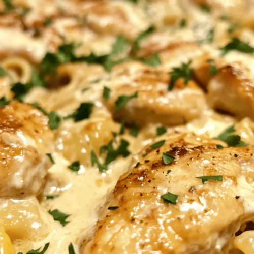Creamy Garlic Butter Chicken and Rotini in Parmesan Sauce is a dish that promises to delight your taste buds with its rich, decadent flavors. This mouthwatering recipe combines tender chicken breasts, perfectly cooked rotini pasta, and a luscious garlic butter sauce infused with the savory goodness of Parmesan cheese. The fusion of creamy garlic butter and the nutty undertones of Parmesan creates a symphony of flavors that is both comforting and indulgent.