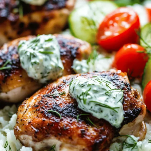 In the realm of comforting and delightful meals, Dump-and-Bake Chicken Tzatziki with Rice stands out as a perfect blend of convenience and flavor. This recipe offers a simple, one-dish solution that combines tender chicken thighs with aromatic basmati rice, all enveloped in a creamy, tangy tzatziki sauce. Whether you’re a busy parent, a novice cook, or simply someone looking to enjoy a hearty meal without the fuss, this dish is sure to satisfy. With its Mediterranean flair, it brings a fresh twist to your dinner table, making it ideal for weeknight dinners or gatherings.