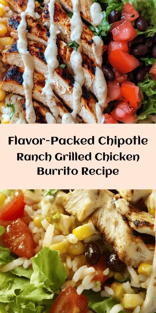 Discover the perfect family-friendly meal with this Easy Chipotle Ranch Grilled Chicken Burrito! Packed with juicy grilled chicken marinated in a spicy chipotle ranch blend, fluffy rice, black beans, and fresh veggies, this burrito is sure to delight your taste buds. Ideal for lunch or dinner, it’s customizable and full of flavor. Try it today for a satisfying, wholesome meal! #Burrito #ChickenRecipe #MealPrep #Dinner #EasyRecipes #FoodLovers