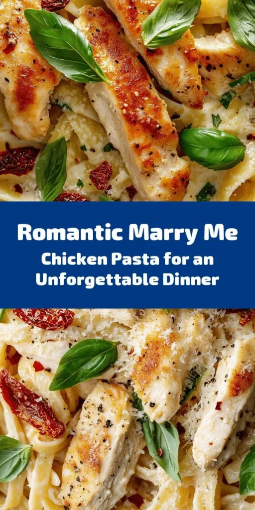 Looking to impress your loved one with a romantic dinner? Try this Marry Me Chicken Pasta recipe! This creamy and flavor-packed dish combines tender chicken, sun-dried tomatoes, and fettuccine for a meal that’s sure to stir up romance. Perfect for special occasions or just because, this recipe guarantees delicious results. Cook up memories and love with every bite! #MarryMeChicken #RomanticDinner #PastaRecipe #CookingForTwo #FoodieDelight