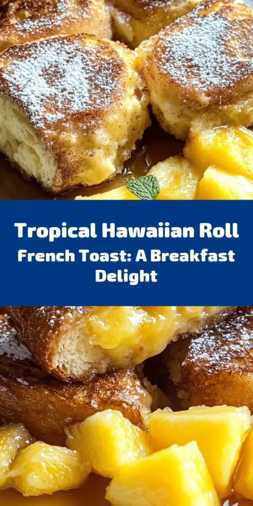 Elevate your breakfast game with the irresistible Hawaiian Roll French Toast recipe! This delightful twist on a classic features soft, sweet Hawaiian rolls soaked in a rich custard mixture for a tropical escape with every bite. Perfect for brunch gatherings or a cozy morning treat, this dish combines warm spices, creamy goodness, and optional fresh pineapple for a burst of flavor. Bring sunshine to your table! #BreakfastIdeas #FrenchToast #HawaiianRolls #TropicalFlavors #BrunchRecipes
