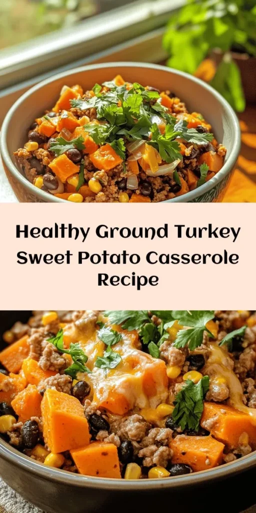 Discover the perfect comfort food with this Ground Turkey Sweet Potato Casserole that combines savory and sweet flavors into a nutritious meal. Packed with lean protein, fiber, and essential vitamins, this hearty dish is easy to prepare and ideal for busy weeknights. Enjoy a wholesome dinner that the whole family will love! Try it tonight! #HealthyEating #CasseroleRecipes #FamilyDinner #SweetPotato #GroundTurkey #ComfortFood #MealPrep #HealthyRecipes #NutritiousMeals