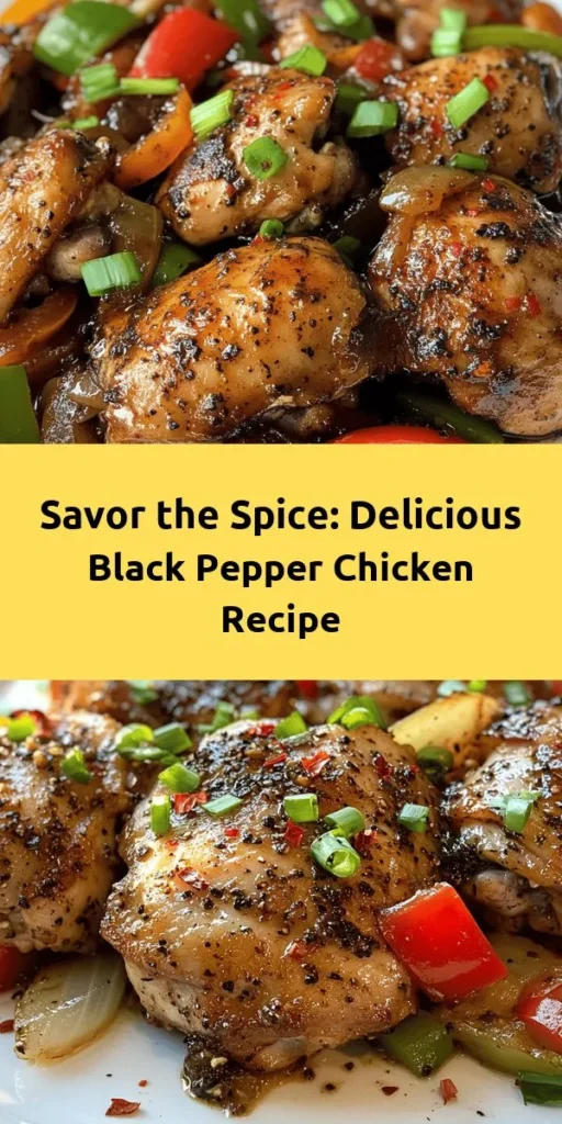 Discover the delicious flavors of Spicy Black Pepper Chicken Delight, a quick and satisfying dish that brings Asian-inspired boldness to your table. This recipe combines tender chicken thighs, vibrant vegetables, and a kick of freshly ground black pepper for a truly delightful experience. Perfect for busy weeknights or impressing guests, it’s both nutritious and easy to make. Get ready to stir-fry your way to flavor heaven! #SpicyBlackPepperChicken #StirFry #QuickDinner #HealthyRecipes #AsianCuisine #HomeCooking #YummyFood