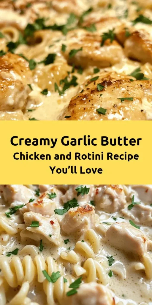 Indulge in a bowl of creamy comfort with this delicious Creamy Garlic Butter Chicken and Rotini in Parmesan Sauce. Tender chicken, al dente rotini, and a rich garlic butter sauce blend together for an unforgettable meal that's easy enough for weeknight dinners but impressive enough for gatherings. With a hint of lemon zest and fresh parsley, this dish is a feast for both the eyes and the palate. Try it today! #CreamyPasta #GarlicButterChicken #DinnerIdeas #ComfortFood #PastaLovers #ParmesanSauce #EasyRecipes #Foodie