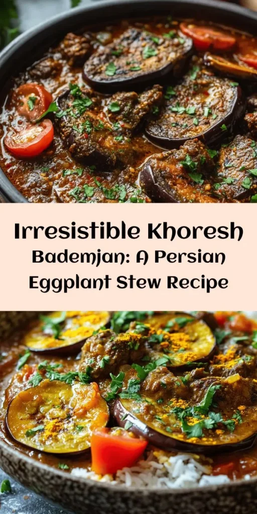 Discover the delicious world of Khoresh Bademjan, a traditional Persian eggplant stew that embodies rich flavors and cultural heritage. This comforting dish features tender meat, creamy eggplants, and aromatic spices, creating a delightful flavor profile perfect for family gatherings or festive occasions. Dive into Persian cuisine and learn how to prepare this must-try recipe that brings people together. #KhoreshBademjan #PersianCuisine #EggplantStew #ComfortFood #Foodie #CulinaryTradition #HomeCooking