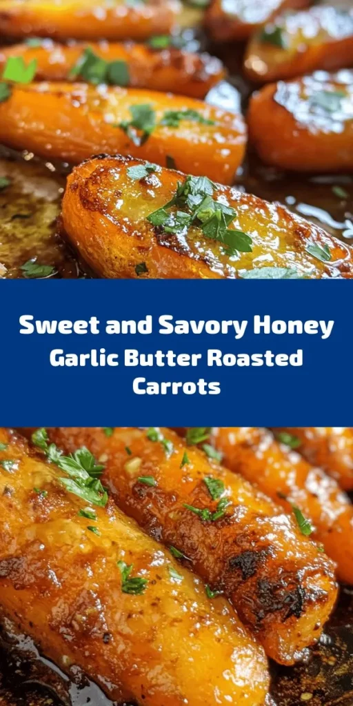 Discover the delightful flavor of Honey Garlic Butter Roasted Carrots, a simple yet impressive side dish perfect for any occasion. Combining tender baby carrots with sweet honey, rich butter, and aromatic garlic, this recipe is nutritious and easy to prepare. Roast them to perfection for a caramelized finish and add a burst of color with fresh parsley. Ideal for weekday dinners or special celebrations, these carrots will steal the spotlight on your plate. #RoastedCarrots #SideDish #HoneyGarlic #CookingAtHome #HealthyEating #MealPrep #VegetableRecipes