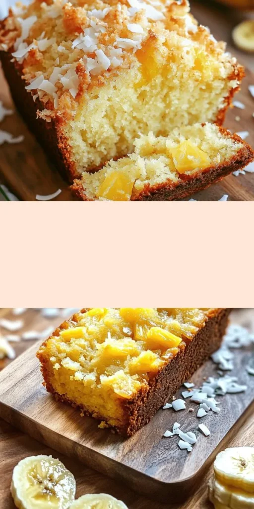Dive into a taste of paradise with this Hawaiian Banana Bread recipe featuring bananas, juicy pineapple, and shredded coconut! It's an easy-to-follow guide perfect for all baking levels. Enjoy the moist, flavorful loaf for breakfast, snacks, or desserts. With its tropical twist and enticing aroma, this bread is sure to become a family favorite. Get ready to fill your kitchen with the spirit of Hawaii! #BananaBread #HawaiianRecipe #TropicalFlavors #BakingJoy #HomemadeDelight #IslandInspired #EasyRecipes