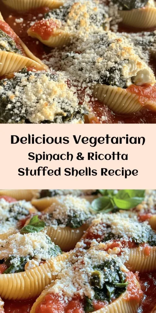 Discover the joy of cooking with this Easy Spinach & Ricotta Stuffed Shells recipe, a comforting vegetarian dish perfect for any occasion. With creamy ricotta, vibrant spinach, and zesty marinara, these stuffed pasta shells are packed with flavors and nutrition. Ideal for both novice cooks and seasoned chefs, this simple recipe will leave everyone craving more! Perfect for weeknight dinners or gatherings. Try it today! #VegetarianRecipes #HomeCooking #PastaLovers #HealthyEating #ComfortFood #EasyRecipes