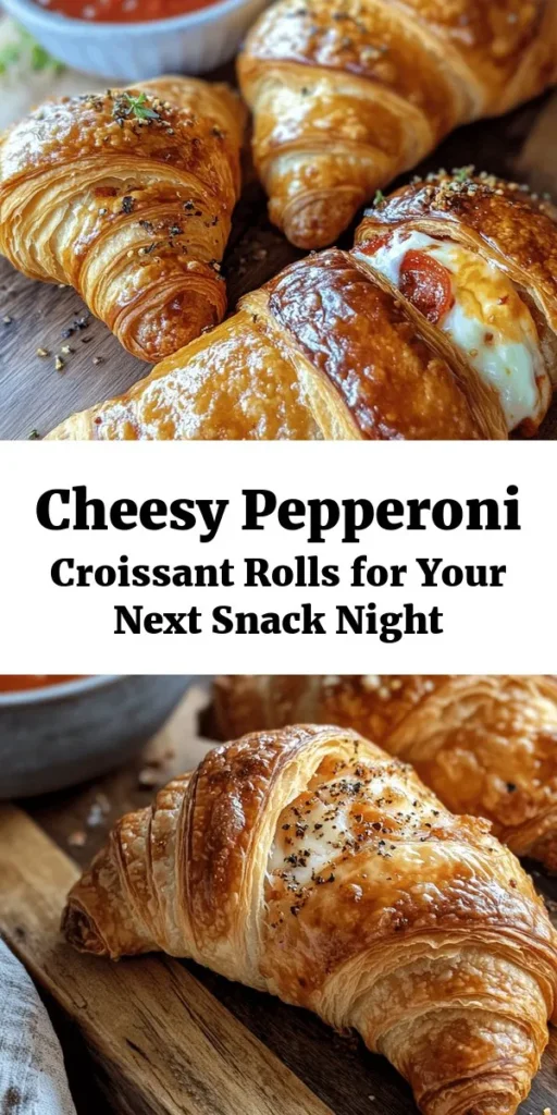 Looking for a quick and delicious snack or appetizer? Try making Mozzarella Pepperoni Croissant Rolls! These flaky, buttery delights combine melted mozzarella cheese and savory pepperoni, perfect for parties or cozy evenings at home. Easy to customize, you can add your favorite veggies or spices. Ready in no time, they are sure to impress! Bake them until golden brown and serve with marinara for dipping. Enjoy this tasty twist on a classic! #CroissantRolls #Appetizer #SnackIdeas #Recipe #CookingAtHome