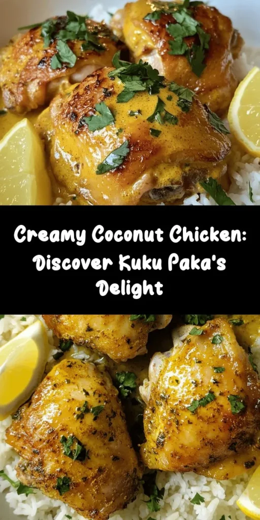 Discover the deliciousness of Kuku Paka, a creamy coconut chicken dish from East Africa that combines tender chicken with a rich coconut sauce and aromatic spices. Perfect for family gatherings or cozy dinners, it embodies the heart of Swahili culinary traditions. Experience the warmth and joy this dish brings to the table! Try making your own Kuku Paka and elevate your cooking game! #KukuPaka #EastAfricanCuisine #CoconutChicken #FamilyMeals #CookingAtHome #FoodieDelight