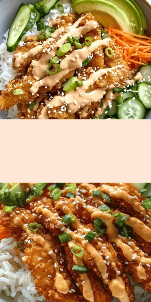 Discover the deliciousness of the Bang Bang Chicken Bowl with this easy recipe! This meal features tender chicken paired with vibrant veggies and a creamy, spicy sauce that satisfies cravings. Perfect for customization to suit your taste, it’s a healthy dish packed with protein and nutrients. Elevate your dinner game and impress your friends and family with this flavorful bowl. Try it today! #BangBangChicken #HealthyRecipes #DinnerIdeas #CulinaryCreations #FoodieDelight