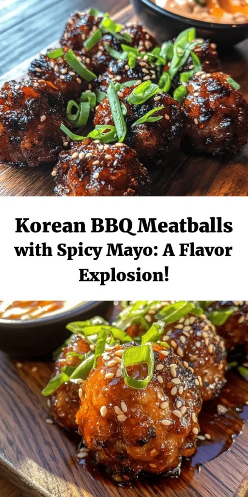 Indulge in the delicious world of Korean BBQ with these mouthwatering meatballs paired with a zesty spicy mayo dip! Bursting with flavor from garlic, ginger, and gochujang, these tender meatballs are perfect for gatherings or cozy nights in. They're easy to make from scratch, allowing you to customize the taste to your liking. Don’t miss out on this delectable fusion dish that combines savory and spicy in every bite! #KoreanBBQ #Meatballs #FusionFood #SpicyMayo #ComfortFood #RecipeIdeas #HomeCooking #Foodie