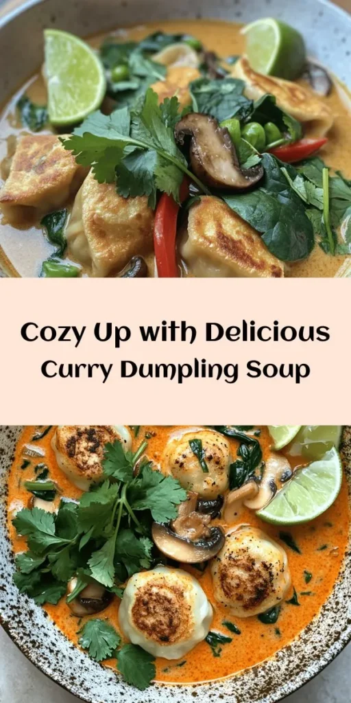 Warm up your chilly days with a delightful bowl of Warm & Cozy Curry Dumpling Soup! This comforting dish combines tender dumplings with a rich curry-infused broth, providing both nourishment and warmth. Perfect for cozy nights in or gatherings with loved ones, this soup is easy to customize with your choice of fillings and veggies. Share in the joy of a homestyle meal that warms the heart. Ready to try it? #CurrySoup #DumplingSoup #ComfortFood #CozyEats #FoodieFavorites