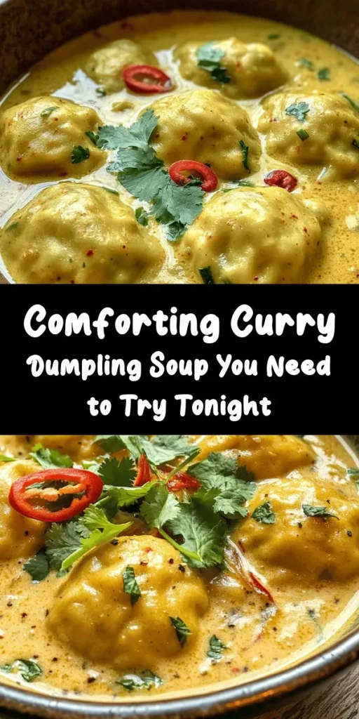 Discover the warmth and flavor of Heavenly Curry Dumpling Soup, a delightful blend of tender dumplings and aromatic curry broth. This comforting dish combines the best of dumpling-making with vibrant spices, making it perfect for cozy family meals or festive gatherings. Dive into the wonderful flavors of homemade goodness and appreciate the cultural richness behind each spoonful. Perfect for customizing to your taste! #CurryDumplingSoup #CulinaryDelight #ComfortFood #HomemadeSoup #Foodie #InstaFood #RecipeSharing #HealthyEating