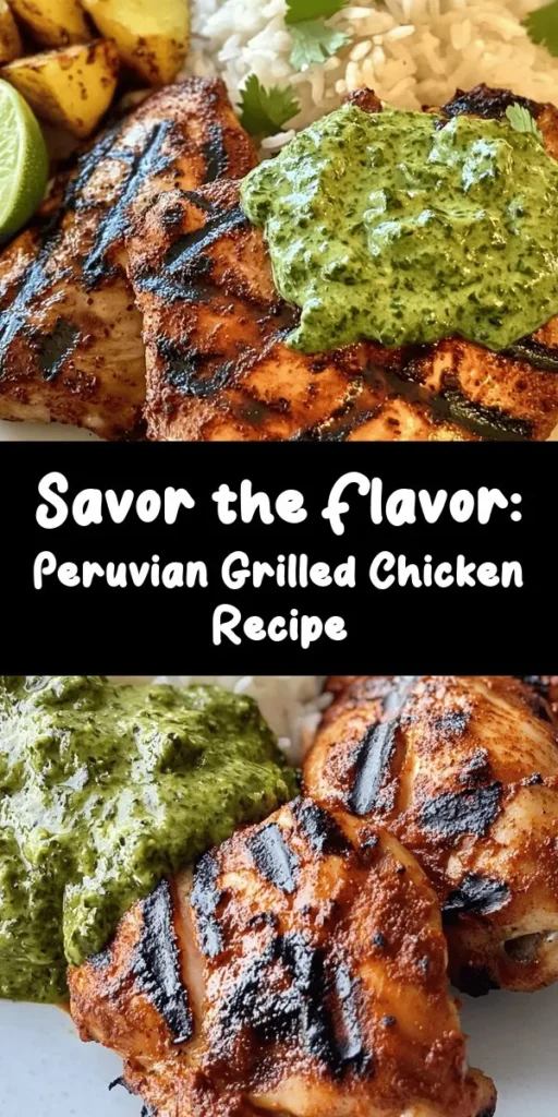 Discover the vibrant flavors of Peru with this mouthwatering recipe for Peruvian Grilled Chicken with Creamy Green Sauce. This dish marries tender, marinated chicken with a refreshing, herbaceous sauce that's perfect for any occasion. Easy to prepare and bursting with flavor, it's ideal for weeknight dinners or entertaining guests. Serve with rice, beans, or salads for a complete meal. Dive into the culinary heritage of Peru! #PeruvianFood #GrilledChicken #ComfortFood #HomeCooking #Foodie #DeliciousRecipes #CulinaryAdventure