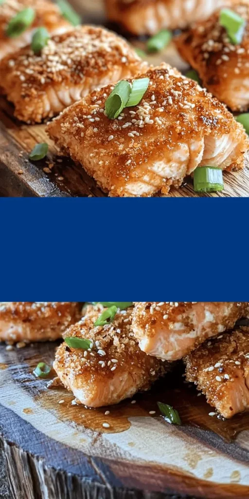 Indulge in the deliciousness of crispy honey garlic salmon bites! This easy recipe combines tender salmon with a crunchy coating and a sweet-savory honey garlic sauce that will leave your taste buds dancing. Perfect for entertaining or a cozy dinner, these bites are rich in omega-3s and protein, making them both tasty and nutritious. Elevate your next meal with this irresistible dish! #CrispySalmon #HoneyGarlic #SeafoodRecipe #HealthyEating #DinnerIdeas #Foodie