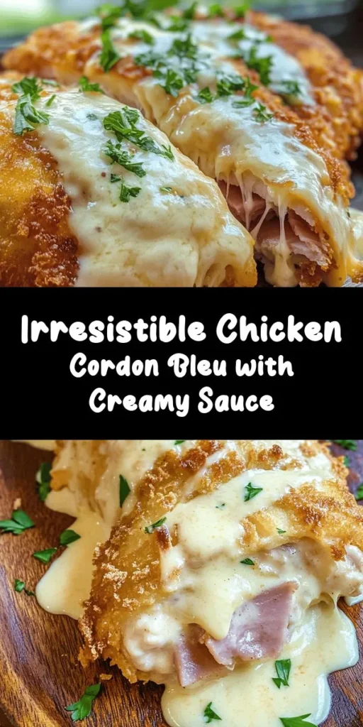 Indulge in the classic flavors of Chicken Cordon Bleu with this simple recipe that combines tender chicken breasts, savory ham, and creamy Swiss cheese, all wrapped in a crispy shell. Paired with a luscious Swiss cheese sauce, this dish transforms any meal into a gourmet experience. Perfect for cozy dinners or special occasions, it's sure to impress your family and friends! Discover step-by-step instructions and tips for a fantastic meal. #ChickenCordonBleu #ComfortFood #DinnerIdeas #RecipeOfTheDay #Foodie
