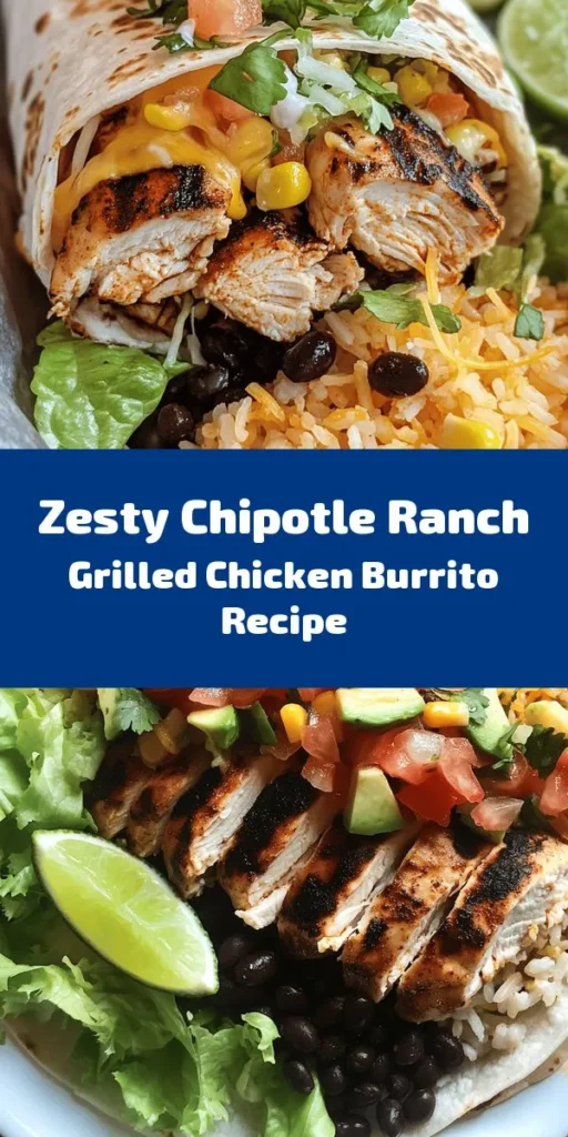 Spice up your dinner with this Easy Chipotle Ranch Grilled Chicken Burrito! Enjoy a flavorful blend of smoky chipotle and creamy ranch dressing paired with tender grilled chicken, fresh veggies, and beans all wrapped in a warm tortilla. Perfect for busy weeknights or gatherings, this customizable recipe caters to every taste. Make it your new favorite meal! Tag us with your creations! #Burrito #Chipotle #GrilledChicken #Recipe #MealPrep #Foodie #CookingAtHome #TexMex #EasyRecipes