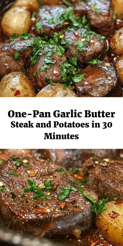 Elevate your dinner game with this easy Garlic Butter Steak and Potatoes Skillet! In under 30 minutes, you can savor tender steak and crispy potatoes drizzled in rich garlic butter. This one-pan wonder is perfect for busy weeknights and offers a deliciously satisfying meal that everyone will love. Customize it with your favorite herbs or steak cuts for a personalized touch. Get ready to impress! #SteakRecipe #OnePanMeal #GarlicButter #DinnerIdeas #Foodie #CookingAtHome