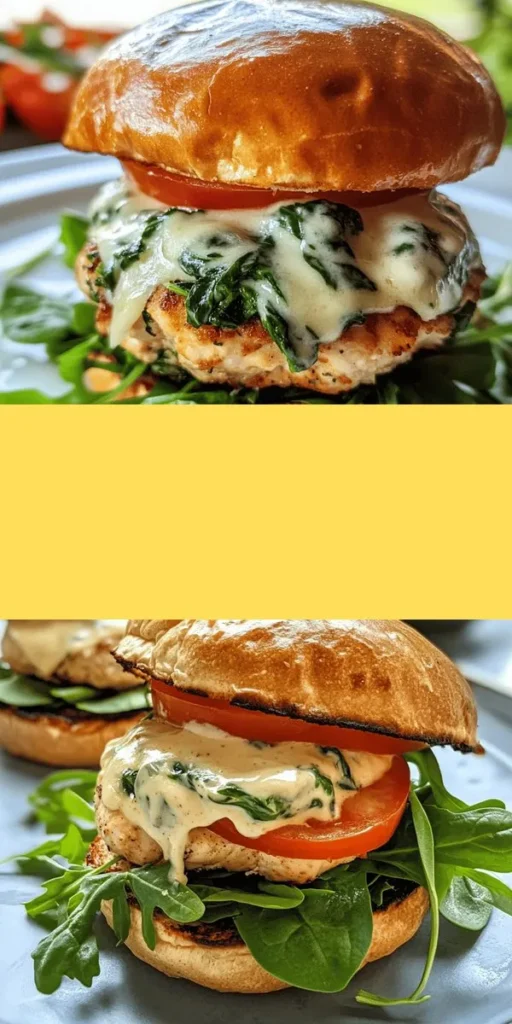 Indulge in a healthier twist on a classic with these delicious White Cheddar and Spinach Chicken Burgers! Packed with lean protein, fresh spinach, and creamy white cheddar, this easy-to-make recipe is perfect for weeknight dinners or weekend gatherings. Each burger is not only tasty but also loaded with essential nutrients. Customize with your favorite toppings and enjoy a flavorful and nutritious meal that everyone will love! #Healthyeating #ChickenBurgers #WhiteCheddar #Spinach #HealthyRecipe #MealPrep #ComfortFood