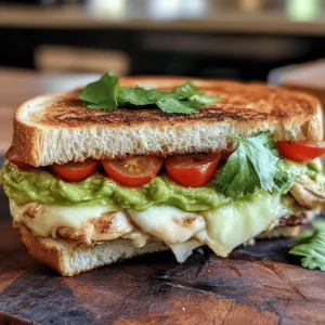 The Chicken Avocado Melt Sandwich is a culinary masterpiece that brings together the rich flavors of tender chicken, creamy avocado, and gooey melted cheese, all nestled between slices of perfectly toasted sourdough bread. This sandwich not only delights your taste buds but also offers a healthy twist, making it an ideal choice for anyone seeking a satisfying meal without the guilt. Whether you're looking for a quick lunch, a hearty dinner, or a satisfying snack, this sandwich is incredibly versatile and can be enjoyed on various occasions, making it a staple in your recipe arsenal.