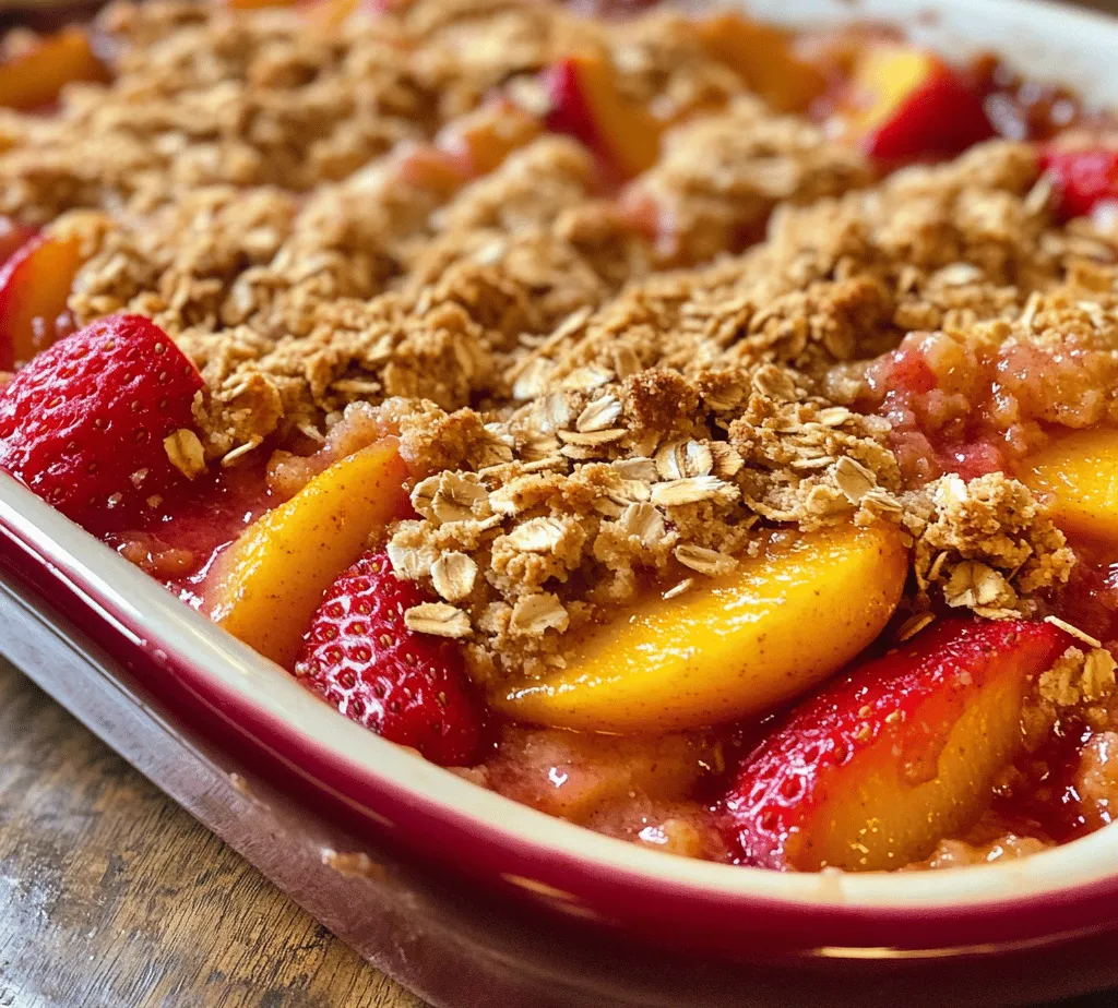 As summer rolls around, the markets brim with vibrant, juicy fruits, and among them, strawberries and peaches reign supreme. The Strawberry Peach Crisp is a delightful dessert that beautifully marries the sweetness of ripe strawberries and succulent peaches with a crunchy, buttery topping. This recipe not only highlights the natural flavors of these seasonal fruits but also brings together simple ingredients to create a comforting dish perfect for any occasion. Whether you're hosting a summer barbecue, enjoying a picnic in the park, or simply craving a satisfying treat at home, this Strawberry Peach Crisp is sure to impress family and friends alike.