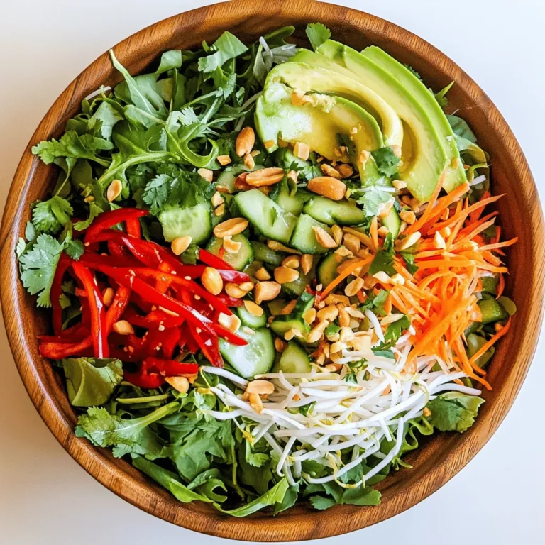 As the seasons shift and warmer days approach, the craving for lighter, fresher meals often arises. One such delightful dish that captures the essence of spring is the Fresh & Zesty Spring Roll Salad with Spicy Ginger Dressing. This vibrant salad is not only a feast for the eyes but also a wholesome composition of flavors and textures that appeals to both the palate and the body. Imagine a colorful medley of fresh vegetables harmoniously tossed together, all enhanced by a fiery ginger dressing that invigorates each bite. This dish is perfect for those looking to embrace seasonal produce while enjoying a fulfilling meal.