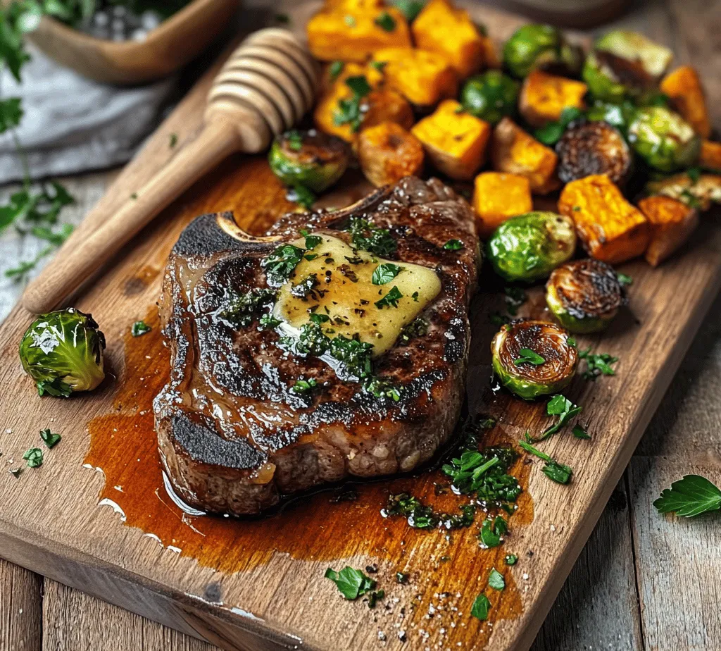 Prepare to indulge in a culinary experience that tantalizes the taste buds with the Sizzling Garlic Butter Steak accompanied by perfectly roasted Brussels sprouts and sweet potatoes. This dish is not just a meal; it’s a celebration of flavors that seamlessly blend the richness of ribeye steak with the vibrant, earthy notes of seasonal vegetables. Whether you’re planning a cozy dinner for two or a gathering with friends and family, this savory creation is sure to leave a lasting impression.
